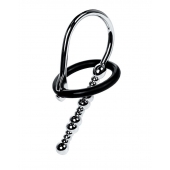 Серебристый уретральный плаг-бусины TOYFA Metal с мягким фиксириющим кольцом - ToyFa - купить с доставкой в Обнинске