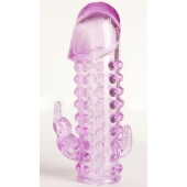 Закрытая фиолетовая насадка с 2 отростками - 13 см. - Toyfa Basic - в Обнинске купить с доставкой