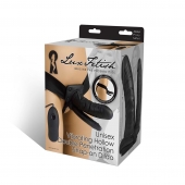 Полый страпон с двумя отростками и вибрацией Unisex Vibrating Hollow Strap-On Double Penetrating Dildo - 17,8 см. - Lux Fetish - купить с доставкой в Обнинске