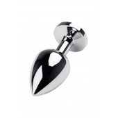 Серебристая коническая анальная пробка с красным кристаллом - 8 см. - ToyFa - купить с доставкой в Обнинске