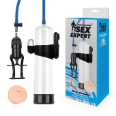 Прозрачная вакуумная вибропомпа Sex Expert с насадкой-вагиной - Sex Expert - в Обнинске купить с доставкой