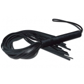 Чёрная кожаная плеть с жесткой ручкой - 63 см. - Sitabella - купить с доставкой в Обнинске