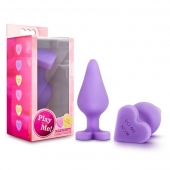 Фиолетовая анальная пробка Naughty Candy Heart Do Me Now - 8,9 см. - Blush Novelties - купить с доставкой в Обнинске