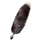 Серебристая металлическая анальная втулка с хвостом чернобурой лисы - размер S - ToyFa - купить с доставкой в Обнинске