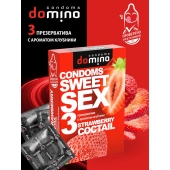 Презервативы для орального секса DOMINO Sweet Sex с ароматом клубничного коктейля  - 3 шт. - Domino - купить с доставкой в Обнинске
