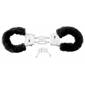 Меховые чёрные наручники Beginner s Furry Cuffs - Pipedream - купить с доставкой в Обнинске