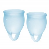 Набор голубых менструальных чаш Feel confident Menstrual Cup - Satisfyer - купить с доставкой в Обнинске
