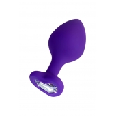 Фиолетовая анальная втулка Diamond Heart с прозрачным кристаллом - 8 см. - ToyFa - купить с доставкой в Обнинске