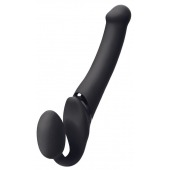 Черный безремневой вибрострапон Silicone Bendable Strap-On M - Strap-on-me - купить с доставкой в Обнинске