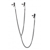 Черные зажимы на соски и клитор на цепочке DELUXE NIPPLE   CLIT CLAMPS - Dream Toys - купить с доставкой в Обнинске