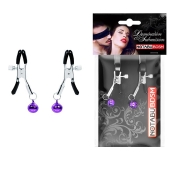 Оригинальные зажимы на соски с фиолетовыми шариками - Notabu - купить с доставкой в Обнинске