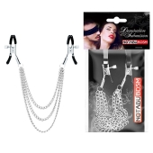 Оригинальные зажимы на соски с тройной цепочкой - Notabu - купить с доставкой в Обнинске