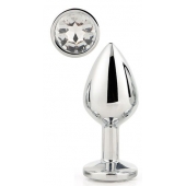 Серебристая анальная втулка с прозрачным кристаллом - 7,1 см. - Dream Toys - купить с доставкой в Обнинске