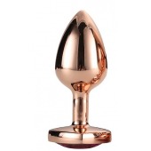 Золотистая анальная втулка с кристаллом-сердечком розового цвета - 7,1 см. - Dream Toys - купить с доставкой в Обнинске