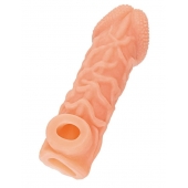 Телесная закрытая насадка с венками Cock Sleeve Size S - 13,8 см. - KOKOS - в Обнинске купить с доставкой