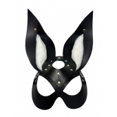 Черная маска зайки с белым мехом на ушках Miss Bunny - БДСМ Арсенал - купить с доставкой в Обнинске