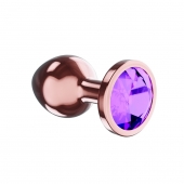Пробка цвета розового золота с фиолетовым кристаллом Diamond Amethyst Shine S - 7,2 см. - Lola Games - купить с доставкой в Обнинске