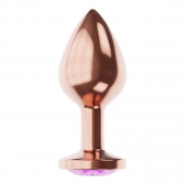 Пробка цвета розового золота с фиолетовым кристаллом Diamond Amethyst Shine S - 7,2 см. - Lola Games - купить с доставкой в Обнинске