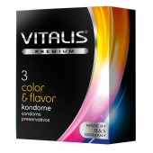 Цветные ароматизированные презервативы VITALIS PREMIUM color   flavor - 3 шт. - Vitalis - купить с доставкой в Обнинске