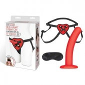 Красный поясной фаллоимитатор Red Heart Strap on Harness   5in Dildo Set - 12,25 см. - Lux Fetish - купить с доставкой в Обнинске