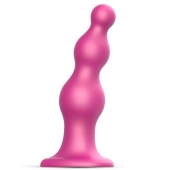 Розовая насадка Strap-On-Me Dildo Plug Beads size S - Strap-on-me - купить с доставкой в Обнинске