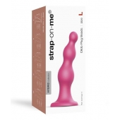 Розовая насадка Strap-On-Me Dildo Plug Beads size L - Strap-on-me - купить с доставкой в Обнинске