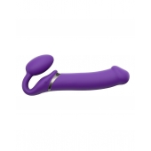 Фиолетовый безремневой вибрострапон Silicone Bendable Strap-On - size XL - Strap-on-me - купить с доставкой в Обнинске