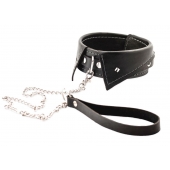 Черный ошейник-воротничок с металлическим поводком - Crazy Handmade - купить с доставкой в Обнинске