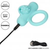 Аквамариновое эрекционное виброкольцо Silicone Rechargeable Nubby Lover’s Delight - California Exotic Novelties - в Обнинске купить с доставкой