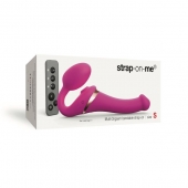 Ярко-розовый безремневой страпон Multi Orgasm Size S с клиторальной стимуляцией - Strap-on-me - купить с доставкой в Обнинске