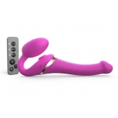 Ярко-розовый безремневой страпон Multi Orgasm Size S с клиторальной стимуляцией - Strap-on-me - купить с доставкой в Обнинске