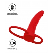 Красная насадка на пенис для двойного проникновения Black Red - 16,5 см. - ToyFa - купить с доставкой в Обнинске