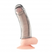 Текстурированная насадка на пенис Clear Textured Penis Enhancing Sleeve Extension - 16,5 см. - BlueLine - в Обнинске купить с доставкой