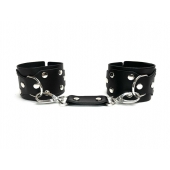 Черные кожаные наручники Sex Game - БДСМ Арсенал - купить с доставкой в Обнинске