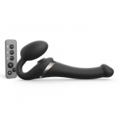 Черный безремневой страпон Multi Orgasm Size S с клиторальной стимуляцией - Strap-on-me - купить с доставкой в Обнинске