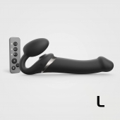 Черный безремневой страпон Multi Orgasm Size L с клиторальной стимуляцией - Strap-on-me - купить с доставкой в Обнинске