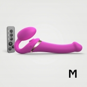 Ярко-розовый безремневой страпон Multi Orgasm Size M с клиторальной стимуляцией - Strap-on-me - купить с доставкой в Обнинске