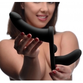 Черный вибрострапон Double Take 10X Double Penetration Vibrating Strap-on Harness - XR Brands - купить с доставкой в Обнинске