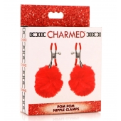 Красные зажимы на соски с помпонами Pom Pom - XR Brands - купить с доставкой в Обнинске