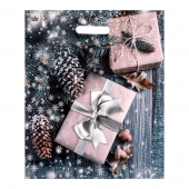 Новогодний пакет с принтом в виде подарков и вырубной ручкой (45х38 см) - Сима-Ленд - купить с доставкой в Обнинске