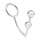 Кольцо на пенис с анальным стимулятором Two Bead Stainless Steel Anal Hook   Cock Ring - BlueLine - в Обнинске купить с доставкой
