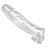 Прозрачная насадка для увеличения члена Realistic Clear Penis Enhancer and Ball Stretcher - 20,3 см. - XR Brands - в Обнинске купить с доставкой