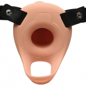 Телесный полый страпон 2  Erection 28X Smooth Vibrating Silicone Penis Sheath - 16 см. - XR Brands - купить с доставкой в Обнинске