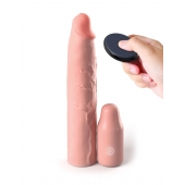 Телесная вибронасадка на член 3  Vibrating Mega X-tension with Remote - 22,9 см. - Pipedream - в Обнинске купить с доставкой