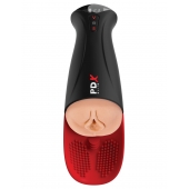 Телесный мастурбатор-вагина в черной колбе с вибрацией Fuck-O-Matic Pro XL - Pipedream - в Обнинске купить с доставкой