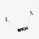 Зажимы на соски с кожаной подвеской Bitch - Crazy Handmade - купить с доставкой в Обнинске