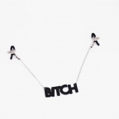 Зажимы на соски с кожаной подвеской Bitch - Crazy Handmade - купить с доставкой в Обнинске