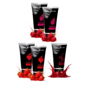 Набор из 5 съедобных лубрикантов JUJU (клубника х 2, малина х 2, вишня) - JuJu - купить с доставкой в Обнинске