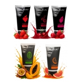 Набор из 5 съедобных лубрикантов JUJU (клубника, малина, тропические фрукты, вишня, грейпфрут) - JuJu - купить с доставкой в Обнинске