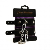 Черно-фиолетовые скругленные наручники с мягкой подкладкой - Crazy Handmade - купить с доставкой в Обнинске Черно-фиолетовые скругленные наручники с мягкой подкладкой - Crazy Handmade - купить с доставкой в Обнинске